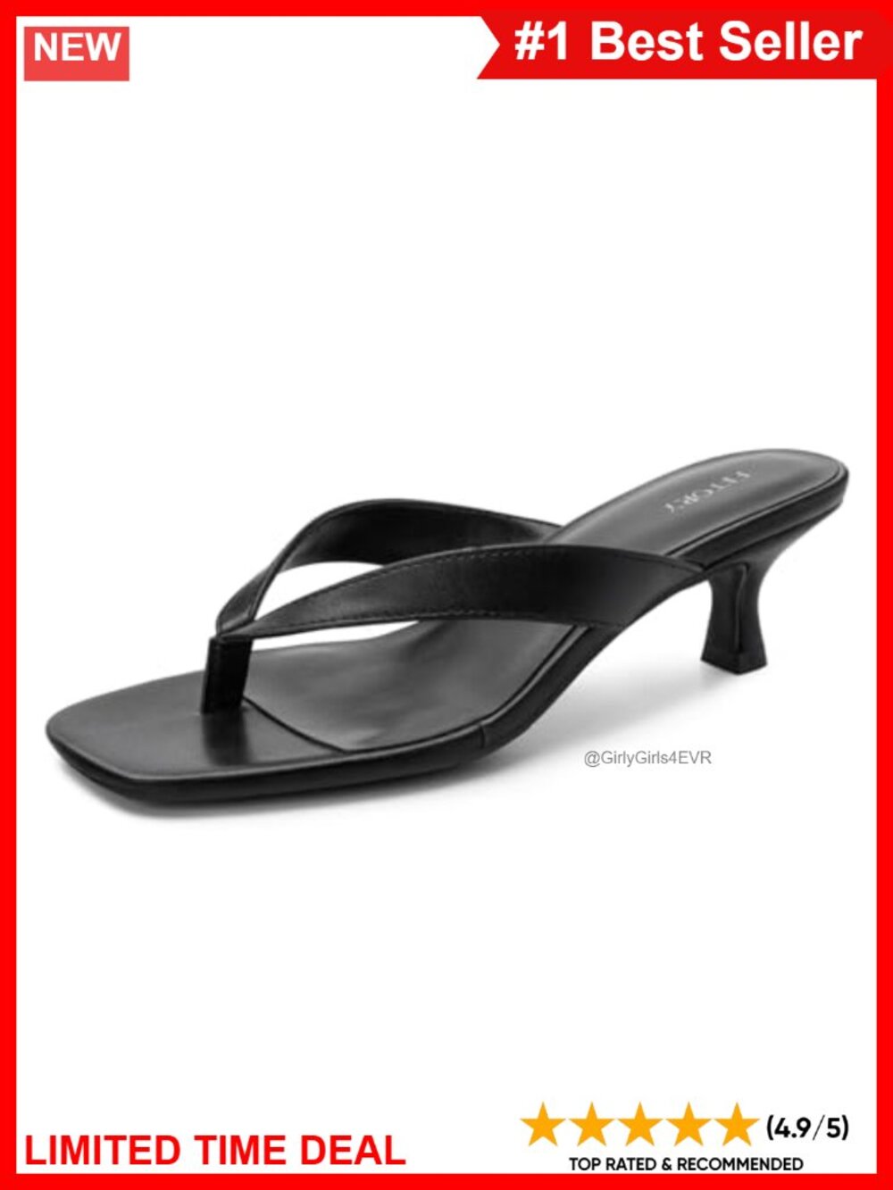 Kitten Heel Square Open Toe Thong Sandals Slip On Flip Flops